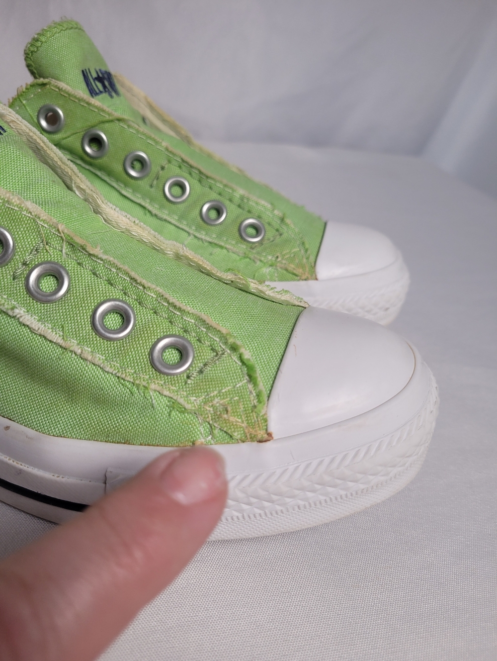 Converse All Star Low Top Lime Green No Laces Slip On Shoe Unisex M 5.5 W 7.5 - Picture 4 of 9